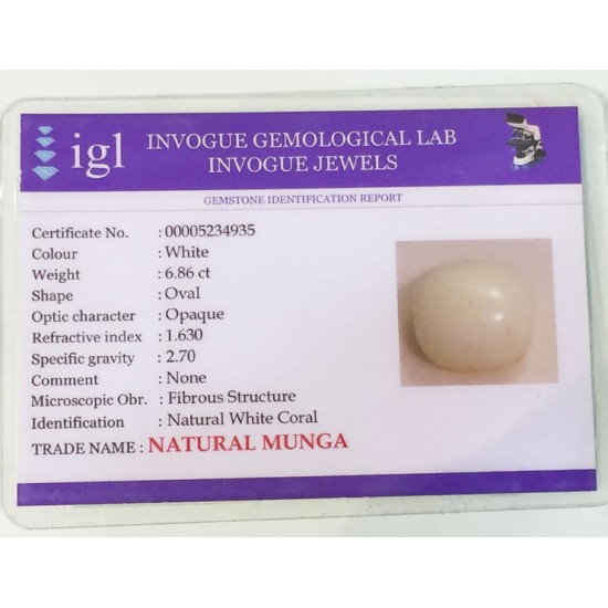 Buy 7.60 ratti Natural Certified Original White Coral online at Best Price